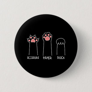 Chapa Redonda De 5 Cm Rock Paper Scissors CAT Hand Game Cute Paw Funny