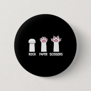 Chapa Redonda De 5 Cm Rock Paper Scissors Cat Paws Game Cuw Funny C