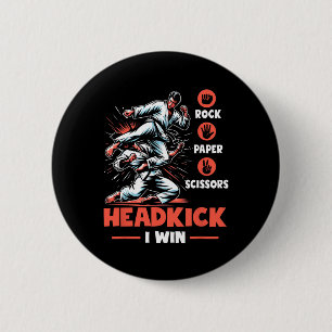 Chapa Redonda De 5 Cm Rock Paper tijera cabeza ganadora Funny Taekwondo