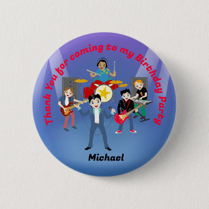 Chapa Redonda De 5 Cm Rock Star Boys Band Birthday Party