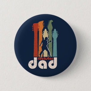 Chapa Redonda De 5 Cm Rock Star Dad Guitar Player Rock Band Father