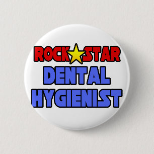 Chapa Redonda De 5 Cm Rock Star Dental Hygienist