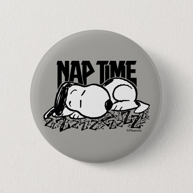 Chapa Redonda De 5 Cm Rock Tees | Tiempo de Nap Snoopy (Anverso)