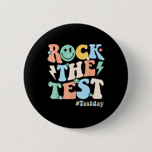 Chapa Redonda De 5 Cm Rock The Test Day Retro Motivational Teach