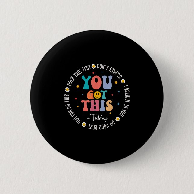 Chapa Redonda De 5 Cm Rock The Test Teacher Testing Day Motivational Tes (Anverso)