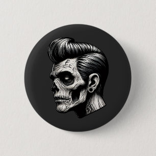 Chapa Redonda De 5 Cm Rockabilly Zombie Vibes