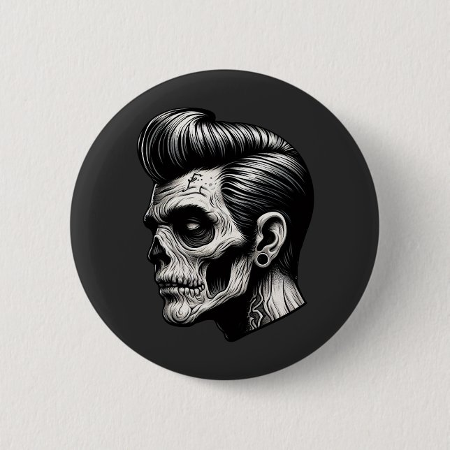 Chapa Redonda De 5 Cm Rockabilly Zombie Vibes (Anverso)