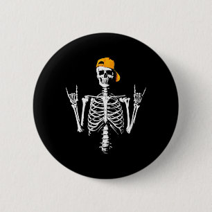 Chapa Redonda De 5 Cm Rocker Skeleton Cap Skater Guay Halloween Punk Roc