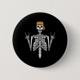 Chapa Redonda De 5 Cm Rocker Skeleton Cap Skater Guay Halloween Punk Roc