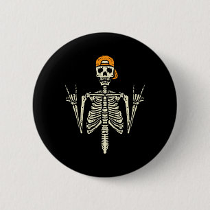 Chapa Redonda De 5 Cm Rocker Skeleton Cap Skater Guay Halloween Punk Roc