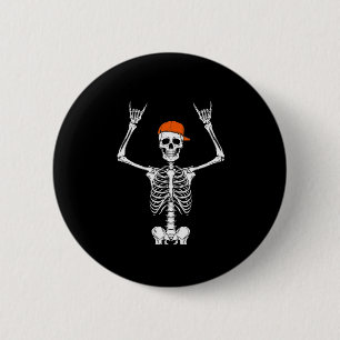 Chapa Redonda De 5 Cm Rocker Skeleton Cap Skater Guay Halloween Punk Roc
