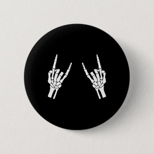 Chapa Redonda De 5 Cm Rocker Skeleton Hand Rock On Costume Funny Hallowe