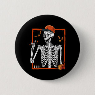 Chapa Redonda De 5 Cm Rocker Skeleton Hand Rock On Costume Funny Hallowe