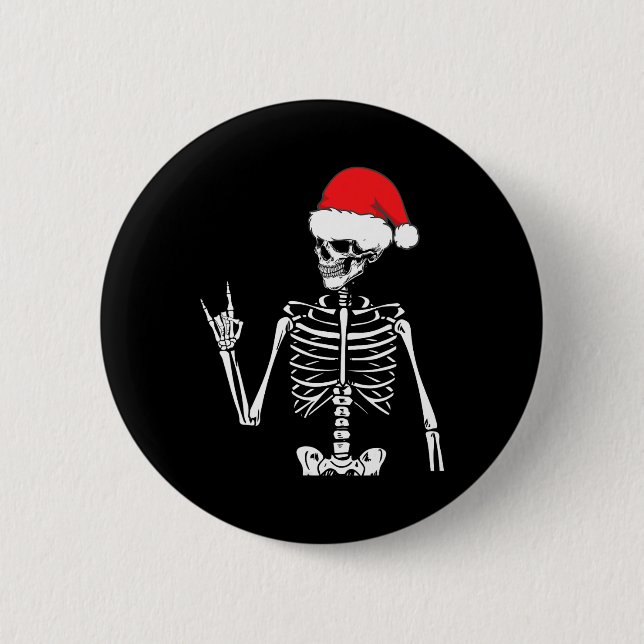 Chapa Redonda De 5 Cm Rocker Skeleton Mano Rock Sobre Disfraces Navidade (Anverso)