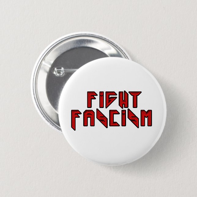 Chapa Redonda De 5 Cm Rockero retro - Combatir el fascismo (Anverso y reverso)