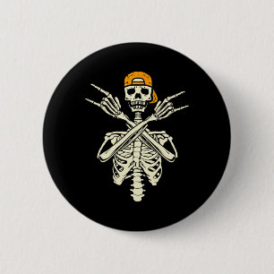Chapa Redonda De 5 Cm Rockero Skeleton Cap Skater Halloween Hand Rock Gi