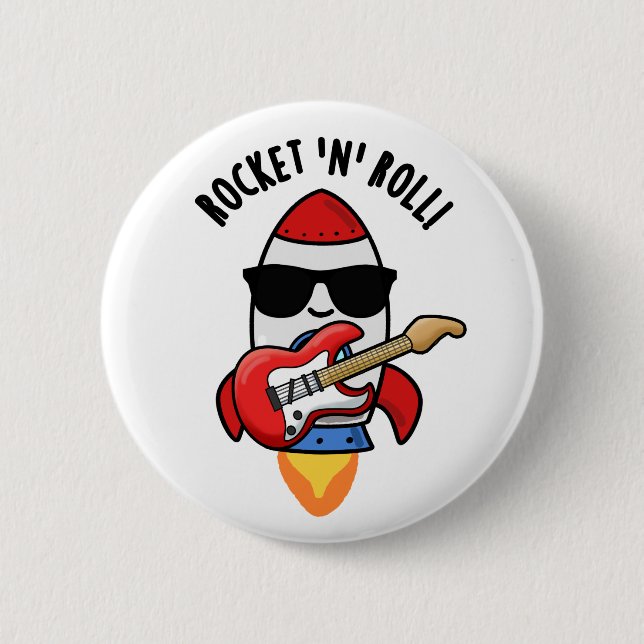 Chapa Redonda De 5 Cm Rocket And Rolly Funny Rocket Pun (Anverso)