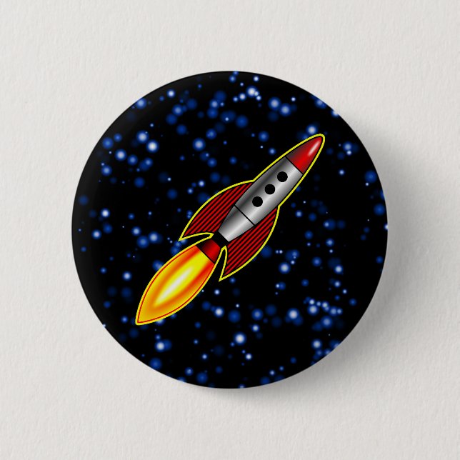Chapa Redonda De 5 Cm Rocket retro (Anverso)