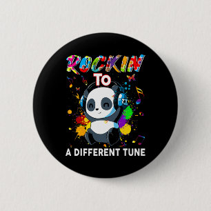 Chapa Redonda De 5 Cm Rockin' A Otra Tune Panda Autism Awareness