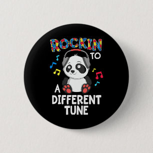 Chapa Redonda De 5 Cm Rockin' A Otra Tune Panda Autism Awareness
