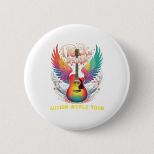 Chapa Redonda De 5 Cm Rockin Autism World Tour I Rock The Spectrum Educa