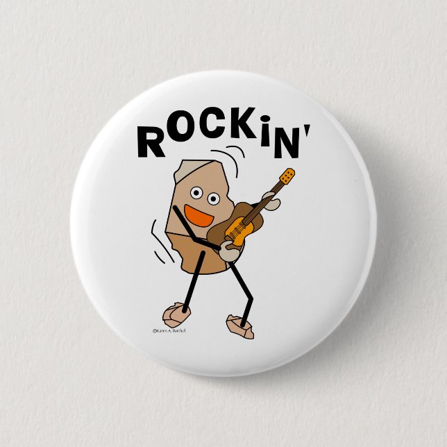 Chapa Redonda De 5 Cm Rockin Guitar (Anverso)