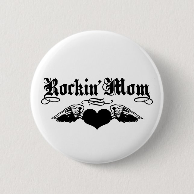 Chapa Redonda De 5 Cm Rockin' Mom (Anverso)