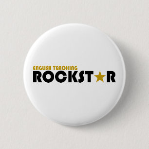 Chapa Redonda De 5 Cm Rockstar de enseñanza inglés