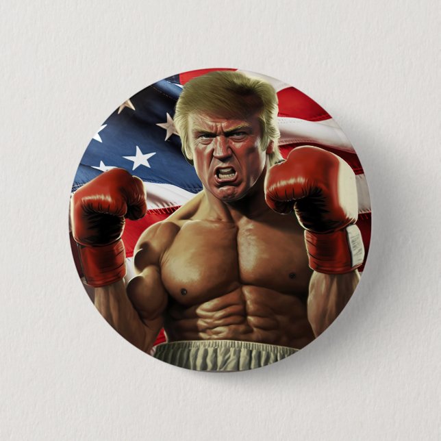 Chapa Redonda De 5 Cm Rocky Trump: El Campeón Popular de la Libertad (Anverso)