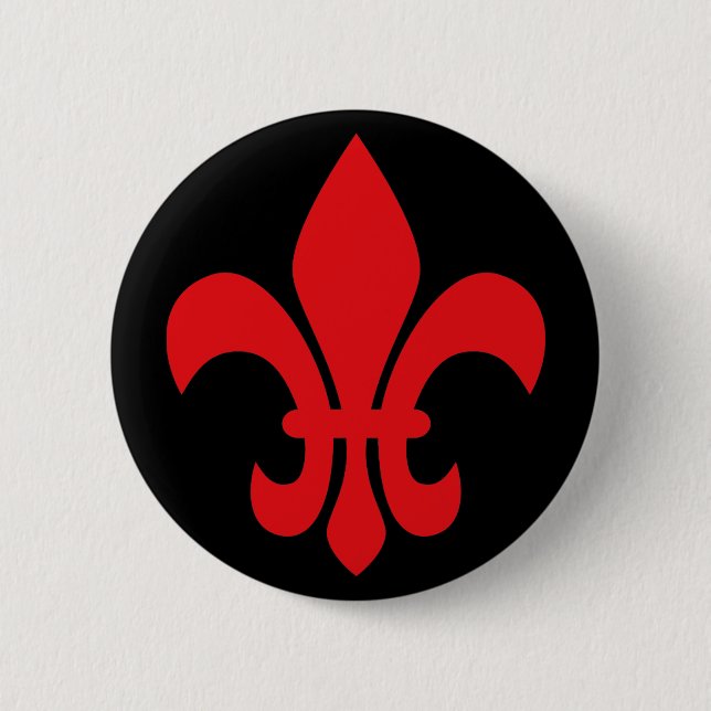 Chapa Redonda De 5 Cm Roja Fleur de Lys (Anverso)