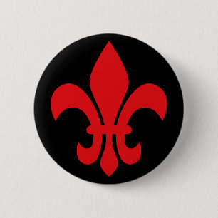Chapa Redonda De 5 Cm Roja Fleur de Lys