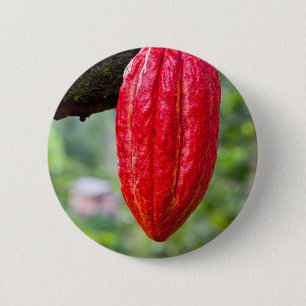 Chapa Redonda De 5 Cm rojo de la vaina de cacao