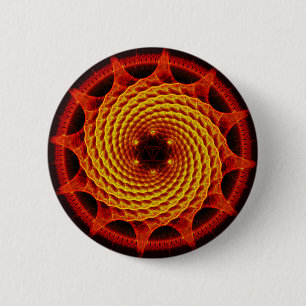 Chapa Redonda De 5 Cm Rojo espiral de la mandala de Merkaba (geometría