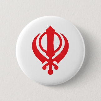 Chapa Redonda De 5 Cm Rojo sikh de Khanda
