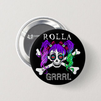 Chapa Redonda De 5 Cm Rolla Grrrl Punk Rock Roller Derby Button Pin