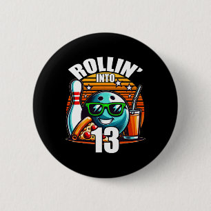Chapa Redonda De 5 Cm Rollin en 13 Bowling Birthday Party 13th Birthda