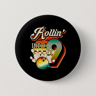Chapa Redonda De 5 Cm Rollin en boliche 9 años Cumpleaños Retro 9