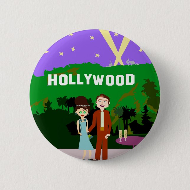Chapa Redonda De 5 Cm Romance de Hollywood (Anverso)
