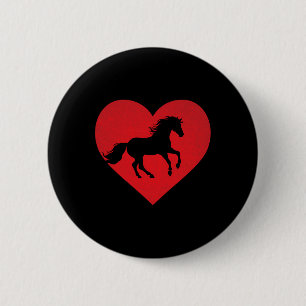 Chapa Redonda De 5 Cm Romántico Corazón en Forma de Caballo Ecuestre Lov