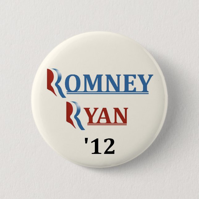Chapa Redonda De 5 Cm Romney Ryan '12 (Anverso)