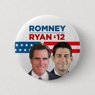 Chapa Redonda De 5 Cm Romney Ryan 2012
