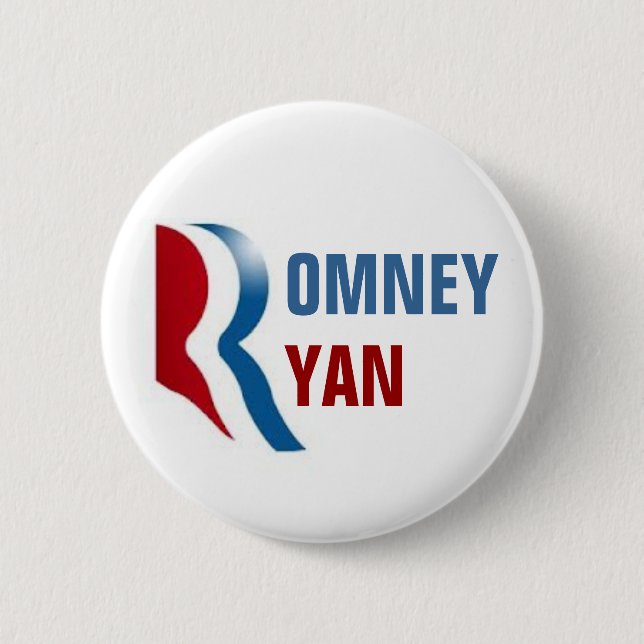 Chapa Redonda De 5 Cm Romney Ryan 2012 (Anverso)
