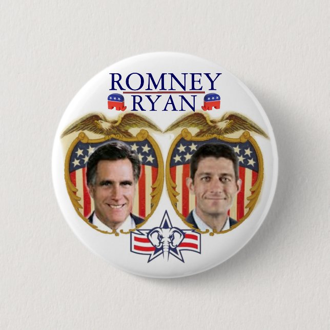 Chapa Redonda De 5 Cm Romney Ryan Jugate (Anverso)