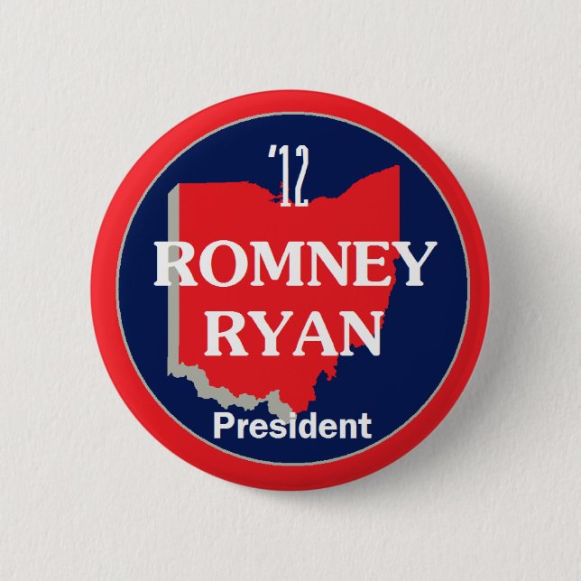 Chapa Redonda De 5 Cm Romney Ryan OHIO (Anverso)