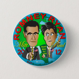 Chapa Redonda De 5 Cm Romney Ryan USA