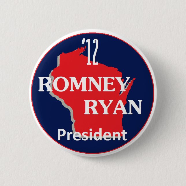 Chapa Redonda De 5 Cm Romney Ryan WISCONSIN (Anverso)