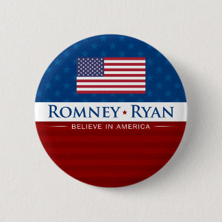Chapa Redonda De 5 Cm Romney y Ryan creen en América