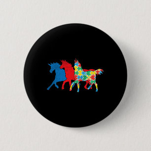 Chapa Redonda De 5 Cm Rompecabezas de unicornios azul rojo Conciencia de
