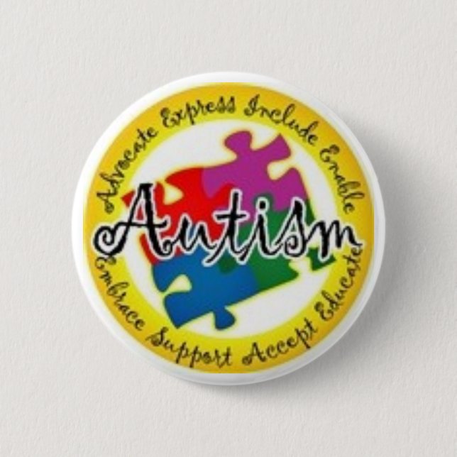 Chapa Redonda De 5 Cm rompecabezas del autismo (Anverso)