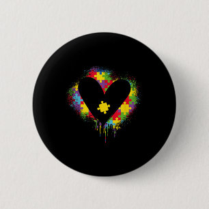 Chapa Redonda De 5 Cm Rompecabezas del corazón _ Autista _ Apoya el auti